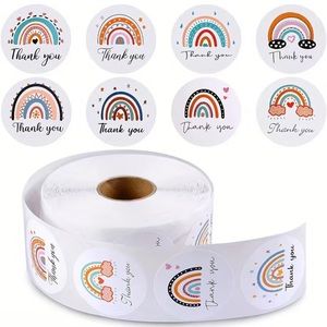 500 1.5” Rainbow Thank You Stickers